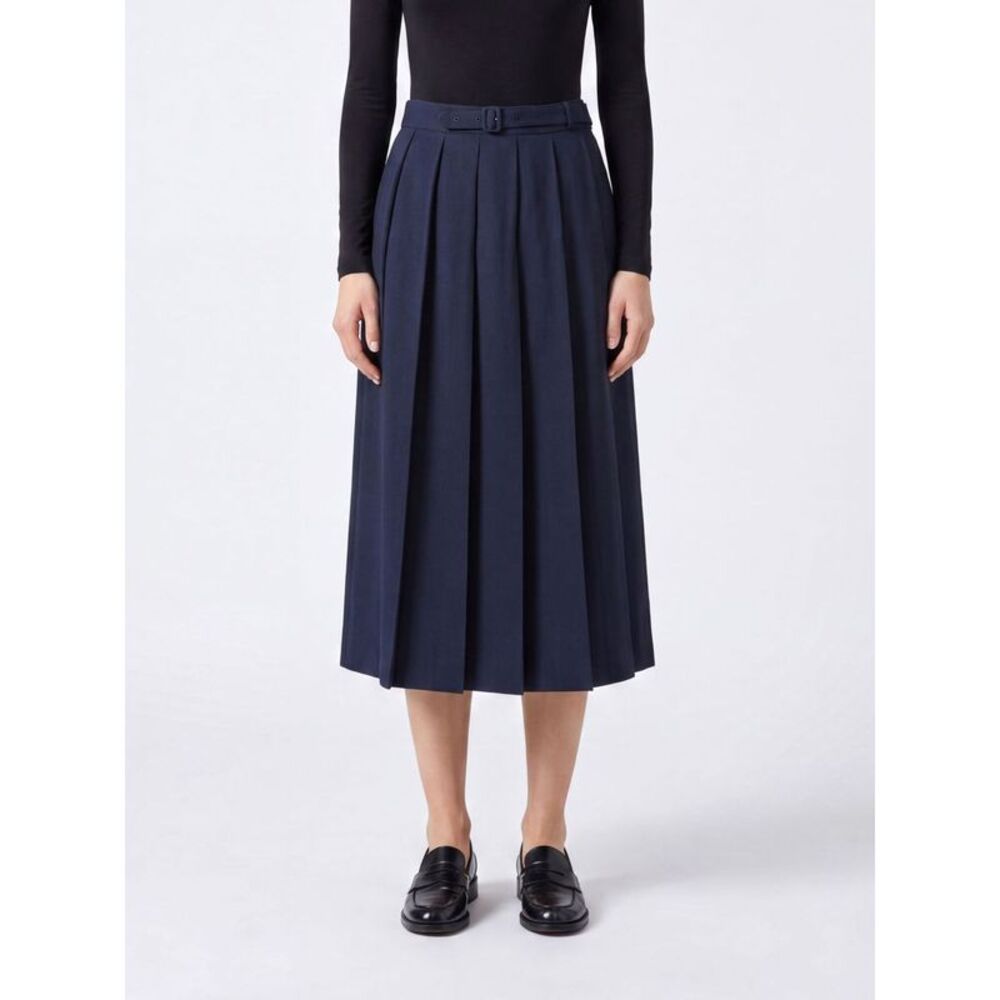 Pleated Midi Skirt Auralee In Merino Wool With High Waist And Adjustable Belt